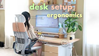 desk setup ergonomics🧘🏻‍♀️ | standing desk, ergonomic chair, tech, posture