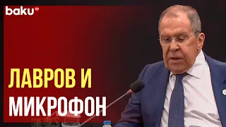 Глава МИД РФ Сергей Лавров включает микрофон – видео ПУЛ №3