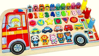Best Learn Shapes, Numbers, Counting 1 to 10 with Firetruck Puzzle | Preschool Learn Toy Video
