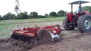 Trator Massey 275 na grade Super Tatu