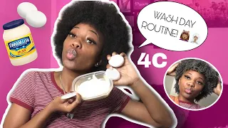 WASH DAY ROUTINE ON NATURAL 4C HAIR | DIY MAYO & EGG TREATMENT! | IT’S MASTERRNINII