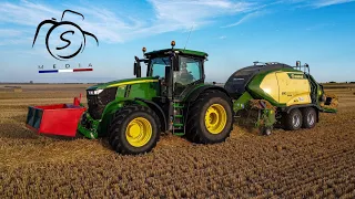 JOHN DEERE 7290R & KRONE BIGPACK 1290 HDP VC ‼️🟢🟡 Pressage de paille