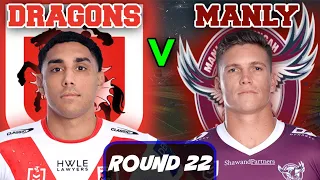 St George Illawarra Dragons vs Manly Sea Eagles | NRL ROUND 22 | Live Stream Commentary