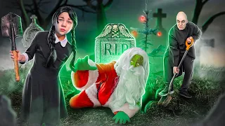 The Addams Family Kidnapped Santa Claus! New Year's at Addams and the Angry Santa Zombie!