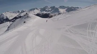 Arosa Lenzerheide 2021 skiing, blue run from Brüggerhorn to Tomeli T-bar lift