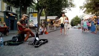 Одесса, июль 2016, уличные музыканты, Street musicians, гитарист из-за бугра 3