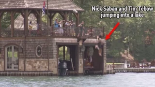 Nick Saban takes a bath in a lake everyday when he is on vacation