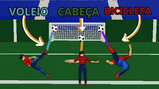 Como fazer gol de cabeça/voleio/bicicleta no jogo Futebol de rua realista jogando com meu amigo Davi