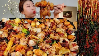 ASMR 미쳤어요!!! 대창 마라샹궈 파김치 리얼먹방 :) Grilled tripe,  Ma La Xiang Guo , Green onion kimchi MUKBANG