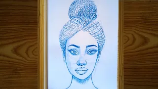 how to draw black women / how to draw braid hair girl step-by-step / easy way to draw braid hair