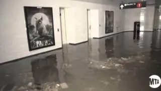 Water in the New York City subway.  Hurricane Sandy New York City 31 october 2012