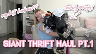 GIANT TRY ON THRIFT HAUL | shirts/sweaters/jackets | Building my Dream Wardrobe