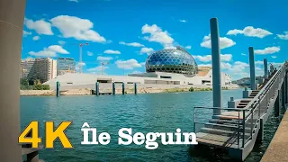 Île Seguin, Walking tour  in Suburbs of Paris, France 4K