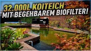 32.000 Liter Koiteich mit Trommel- und IBC Filter!