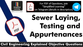 Sewer Laying, Testing & Appurtenances | MCQs of Wastewater Engineering | [PDF link in description]