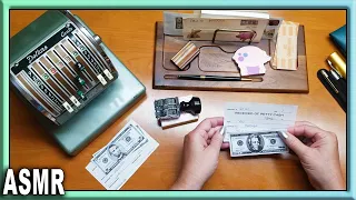 ASMR Cash Counting / Writing & Whispering Sounds / Vintage Check Printer / Bank Roleplay Part 2