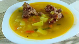 СУП🍜ГОРОХОВЫЙ С КОПЧЕНЫМИ РЕБРЫШКАМИ // Pea Soup Recipe