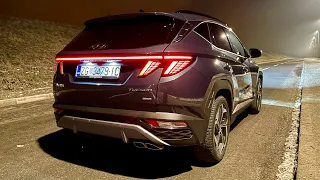 Nuevo HYUNDAI TUCSON 2021 de noche: luces LED, luces ambientales y nueva cabina digital