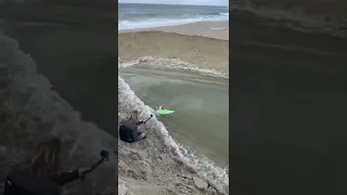 Surfer sucked out to sea in a MASSIVE river break! #shorts