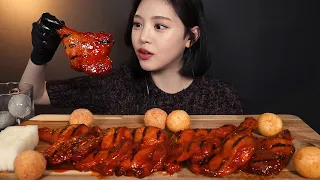 SUB)Pelicana Hot Devil & Seasoned Spicy-Flavored  Chicken🍗Mukbang ASMR + Peli & Churros Cheeseballs