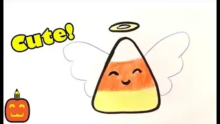 How to Draw Cute Candy Corn -Angel Version - Halloween Drawings