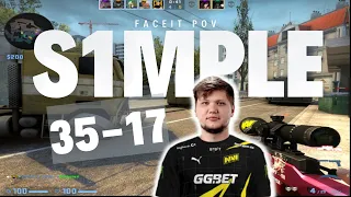 CSGO POV | s1mple 35-17 solo Q Overpass POV | FACEIT Ranked | June 27, 2023