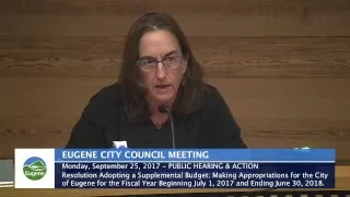 Eugene City Council Meeting: September 25, 2017