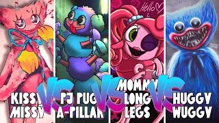 Kissy Missy Vs PJ Pug-A-Pillar Vs Mommy Long Legs Vs Huggy Wuggy | Smash Colors 3D - Magic Jump