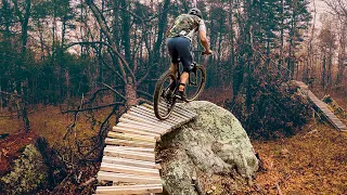 Not much room on the TEMPLE OF DOOM | Mountain Biking Pine Hills in Massachusetts