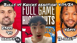 KNICKS 2 SEED? New York Knicks vs Chicago Bulls Full Game Highlights | April 14, 2024 | REACTION