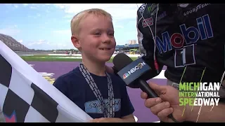 Harvick and son Keelan do burnout, make more Michigan memories