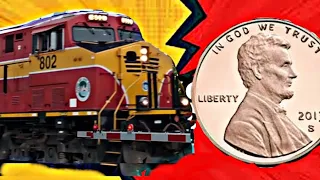 Train vs Penny at Railroad Crossing
