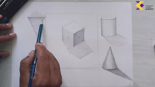 How to Shade Basic Forms -  2B Pencil Tutorial of 3d basic shapes with shading