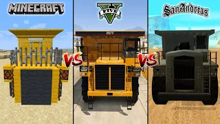 MINECRAFT DUMP TRUCK VS GTA 5 DUMP TRUCK VS GTA SAN ANDREAS DUMP TRUCK - WHICH IS BEST?