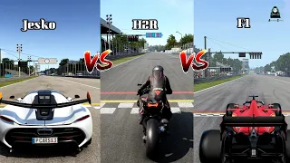 Ferrari F1 2020 Vs Kawasaki Ninja H2R Vs Koenigsegg Jesko | Battle Between Fastest | 4K 60 FPS |