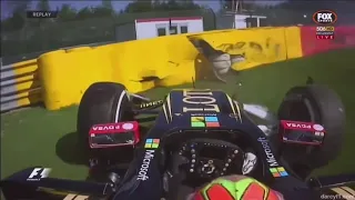 Pastor Maldonado onboard crash Belgian GP 2015 FP1