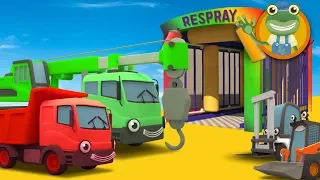 Learn Colours with Construction Trucks at Gecko's Garage | Car Wash Video for Kids