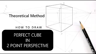 How to draw a PERFECT CUBE in 2 point Perspective (Theoretical method)