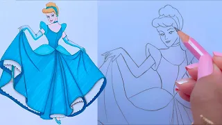 How to Draw Cinderella || Easy Step by Step ||  Disney Princess Drawing