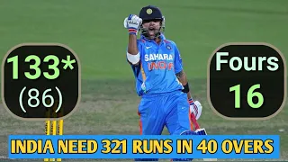 Virat Kohli 133(86) against Sri Lanka in 2012  | India Chased 321 Runs in 40 overs  | Highlights