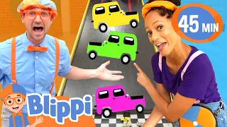 Blippi & Meekah Race Rainbow Color Toy Cars! | Blippi & Meekah Challenges and Games for Kids