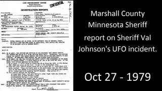 1979 Marshall County Minnesota report on Val Johnson's UFO incident / Oldest UFO Files Declassify