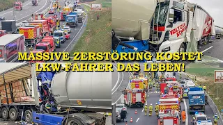 [Tödlicher Lkw-Crash am Stauende] - Fahrerhaus total zerstört - | Feuerwehr & Rettung | Großeinsatz