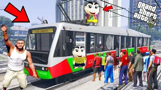 GTA 5 : First Metro DRIVING with Shinchan and Pinchan in GTA 5 ! (GTA 5 mods) First Experience Train