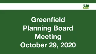 Greenfield Planning Board October 29, 2020