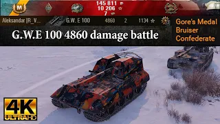 G.W. E 100 video in Ultra HD 4K🔝 4860 damage battle, Confederate, 1134 exp 🔝 World of Tanks ✔️