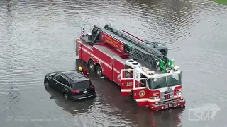 07-09-2023 Quakertown, PA  - Drone footage of water rescues and flash flooding