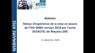 ATEE - Mise en œuvre de l’ISO 50001 (version 2018) par l’usine DESAUTEL de Meyzieu (69)