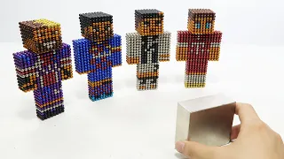 Monster Magnets Vs Minecraft Famous Footballers (Cristiano Ronaldo, Lionel Messi,Neymar,Lewandowski)