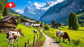 Most Amazing Swiss Villages 🇨🇭Spring SWISS Valley. Switzerland Villages Tour Relaxing 4k video